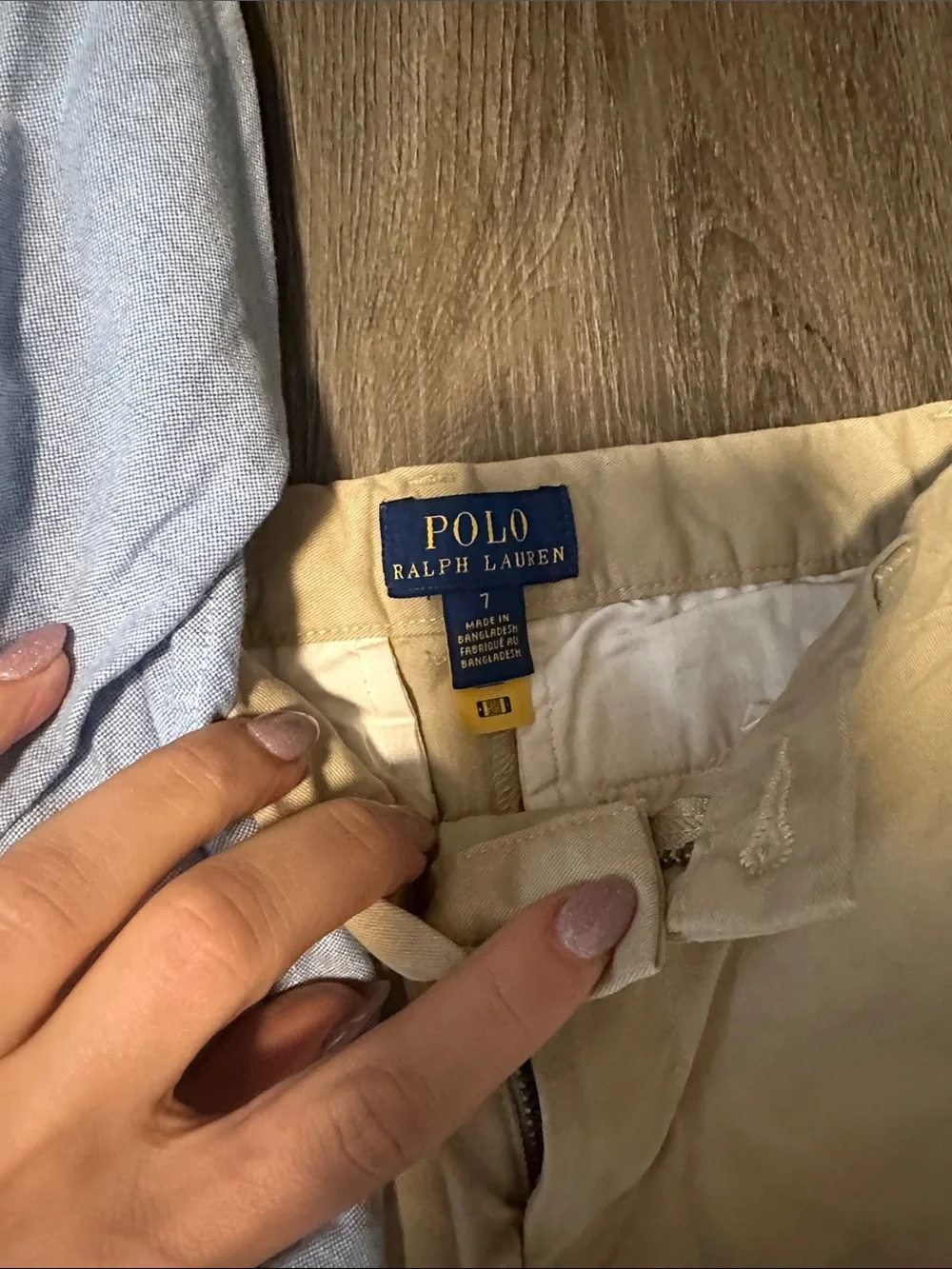 Ralph Lauren Pale Blue Button-Down Shirt and Khaki Pants size 7